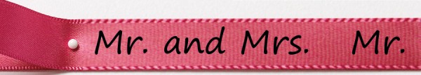 Hochzeitsband "Mr & Mrs" 15mm breit/25m Rolle pink