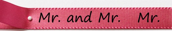 Hochzeitsband pink Mr. & Mr. : 15mm breit / 25m-Rolle