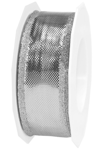 Silberband-JUST: 38mm breit / 25m-Rolle, mit Webkante