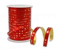Polyband: MERRY CHRISTMAS: 10mm/100m-Rolle, rot Polyband: MERRY CHRISTMAS: 10mm/100m-Rolle, rot