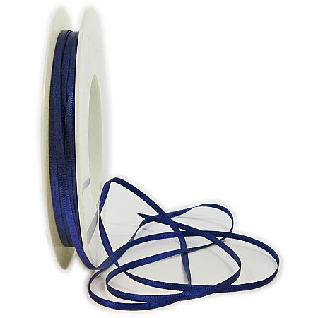 Satinband-SINFINITY, marineblau: 3mm breit / 50m-Rolle, mit feiner Webkante