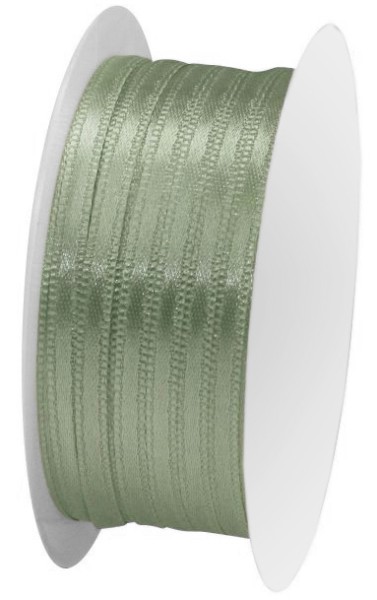 Satinband Trendfarbe, salbeigrün: 3 mm breit / 50m-Rolle, mit feiner Webkante