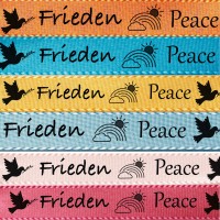 Satinband "Frieden": 15mm breit / 25m-Rolle Satinband "Frieden": 15mm breit / 25m-Rolle