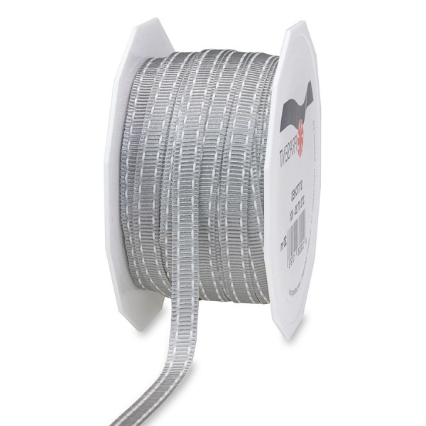 Ripsband-STITCHES, 7mm breit / 20m-Rolle, hellgrau