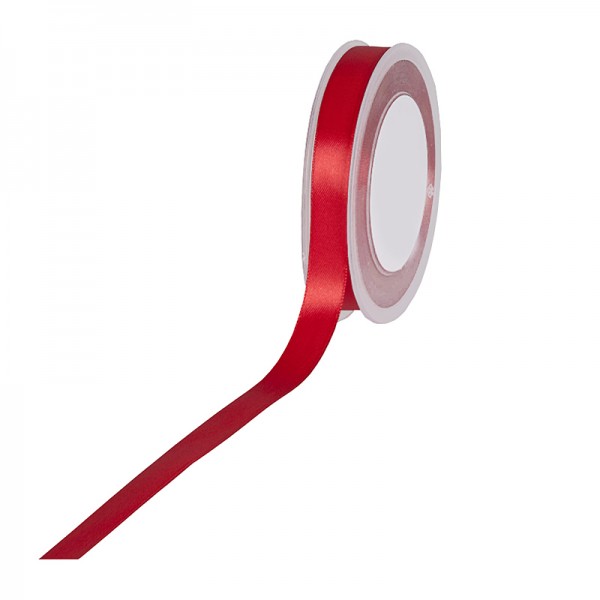 Satinband SIMPEL, rot: 15 mm breit / 25 Meter, mit einfacher schlichter Webkante.