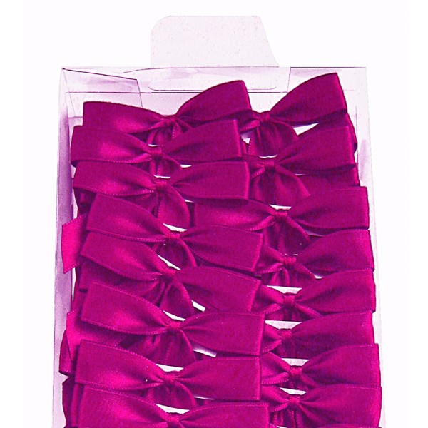 2-Flügel Fertigschleifen: pink = 100 Stück - mit Selbstklebe-Etikett
