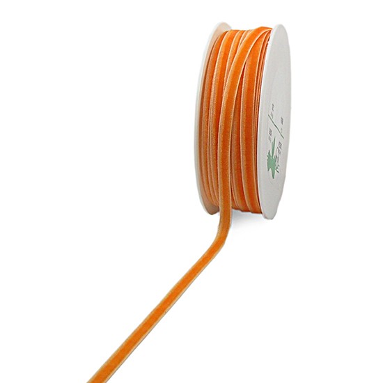 Samtband: 5mm breit / 25m-Rolle, hellorange.