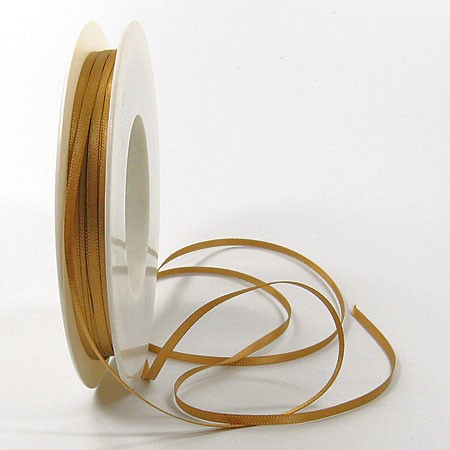 Satinband SINFINITY, gold: 3mm breit / 50m-Rolle, mit feiner Webkante.