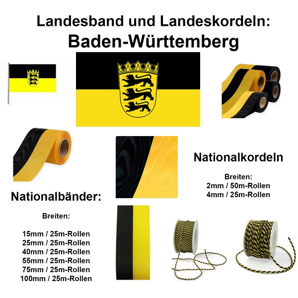 BADEN-WÜRTTEMBERG - Landesband und Landeskordeln: Breitenauswahl