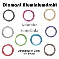 Diamant Aluminiumdraht mit Strasseffekt dia. 2mm / 10m-Beutel Diamant Aluminiumdraht mit Strasseffekt dia. 2mm / 10m-Beutel