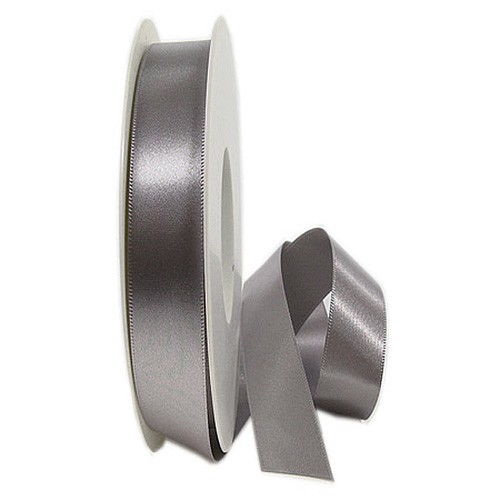 Satinband SINFINITY, silber-grau: 15mm breit / 25m-Rolle, mit feiner Webkante.