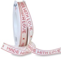 Country "MADE WITHE LOVE" - Ripsband, bedruckt: 15mm breit / 20m-Rolle Country "MADE WITHE LOVE" - Ripsband, bedruckt: 15mm breit / 20m-Rolle