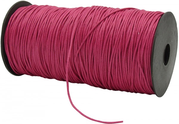 Gewachste Baumwollkordel, pink: 1,5 mm Ø breit / 200 Meter