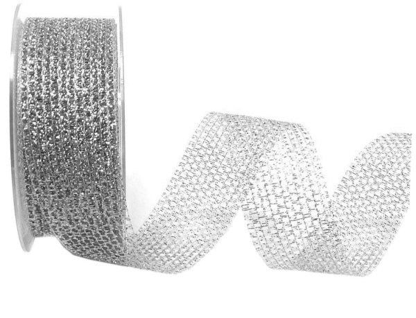 Gitterband-LUREX, silber: 38 mm breit / 25 Meter