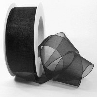 Organzaband, schwarz: 38mm breit / 25m-Rolle. Organzaband, schwarz: 38mm breit / 25m-Rolle.