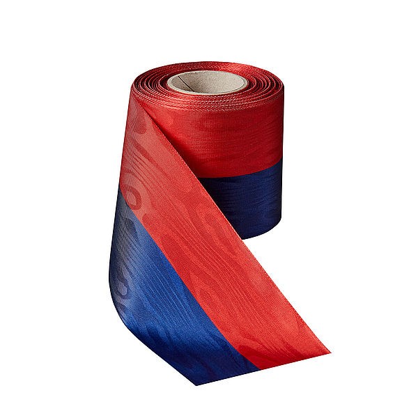 Nationalband "Blau-Rot": 150 mm breit / 25 - Meter - Rolle.