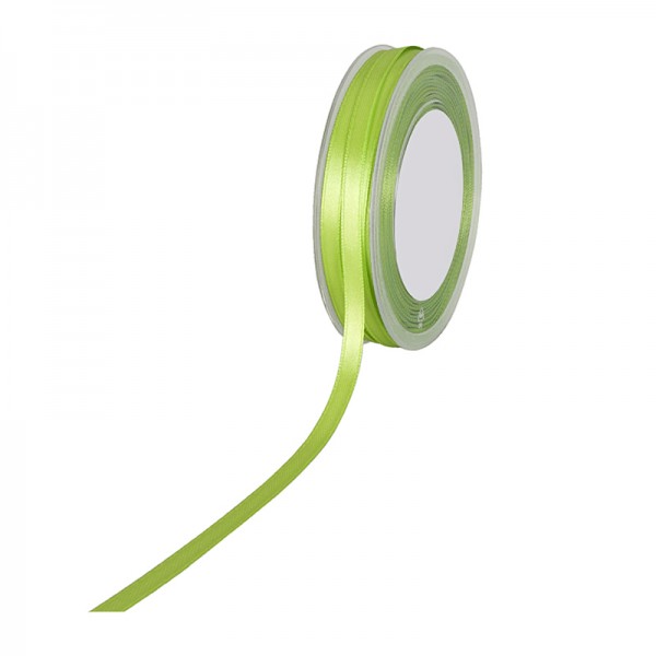 Satinband SIMPEL, lindgrün: 6 mm breit / 50 Meter, mit einfacher schlichter Webkante.