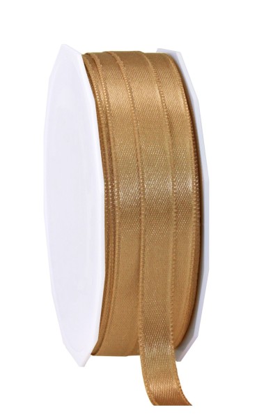 Satinband-PRÄSENT, gold: 10mm breit / 25m-Rolle, mit feiner Webkante.