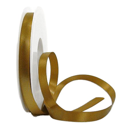 Satinband SINFINITY, gold: 10mm breit / 25m-Rolle, mit feiner Webkante.