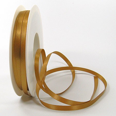 Satinband SINFINITY, gold: 6mm breit / 50m-Rolle, mit feiner Webkante.