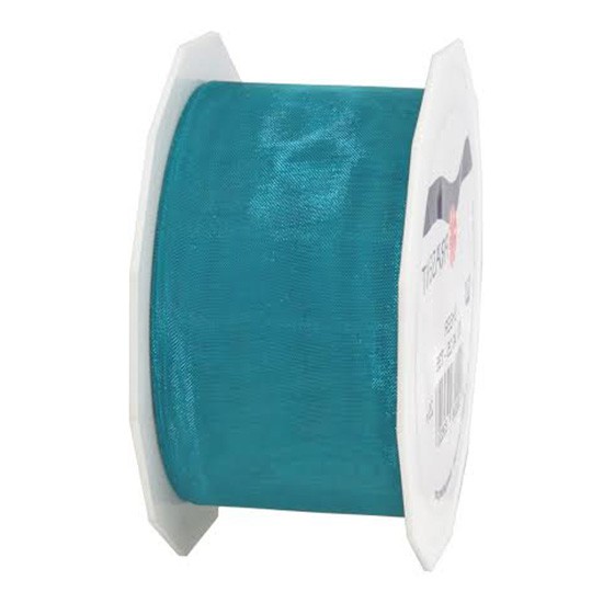 Organzaband SHEER dunkeltürkis, 40mm breit / 25m-Rolle