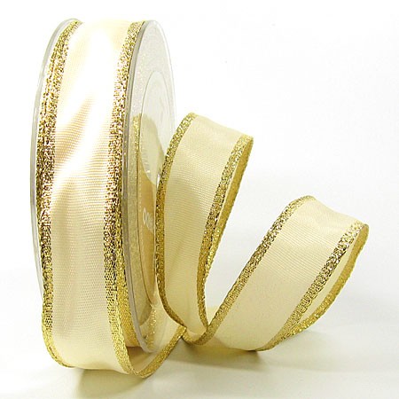 Dekorband Classic 25mm breit / 25m, creme-gold