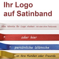 Ihr Logoband auf Doppel-Satinband Ihr Logoband auf Doppel-Satinband