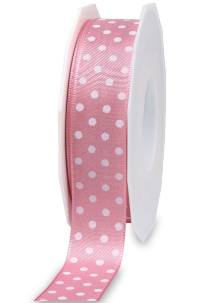 Pünktchenband-MINI DOTS, rosa: 25mm breit / 20m-Rolle.