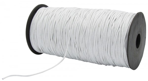 Gewachste Baumwollkordel, weiß: 1,5 mm Ø breit / 200 Meter