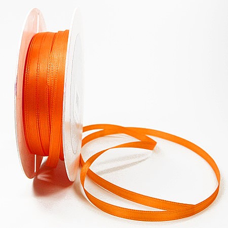 Satinband SINFINITY, orange: 6mm breit / 50m-Rolle, mit feiner Webkante.