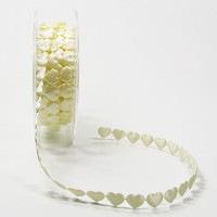 Herzgirlande: Creme-Champgner, 10mm breit / 10m-Rolle Herzgirlande: Creme-Champgner, 10mm breit / 10m-Rolle