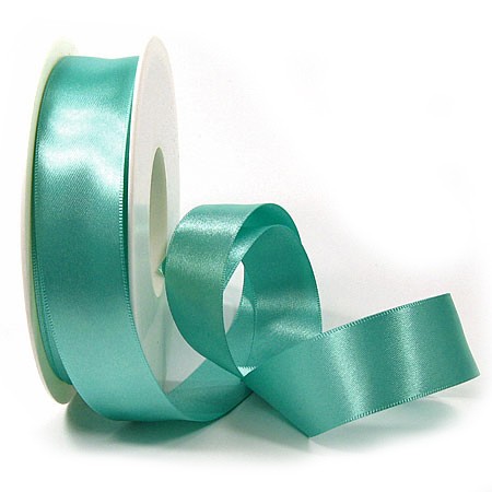 Satinband, blau-türkis: 25mm breit / 25m-Rolle, mit feiner Webkante
