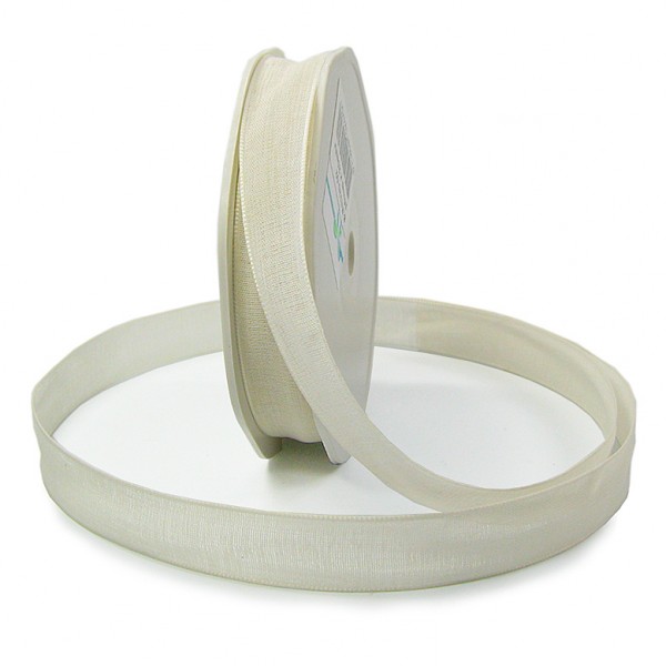 Leinenband-NATURAL, 15mm breit / 25m-Rolle, creme.