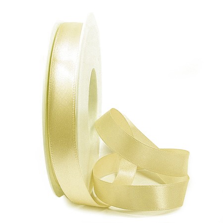 Satinband SINFINITY, vanille-creme: 15mm breit / 25m-Rolle, mit feiner Webkante.