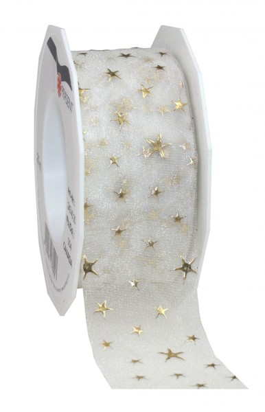 Weihnachtsband-CANADA, creme: 25mm breit / 20m-Rolle