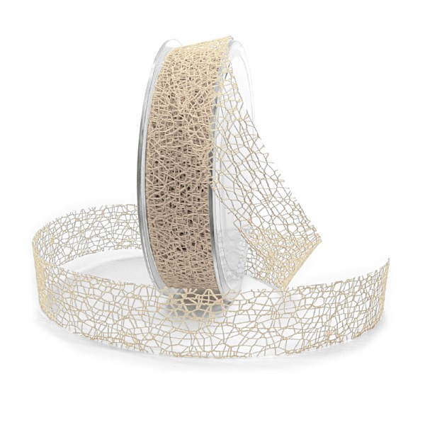 Netzband, beige: 25mm breit / 20m-Rolle.