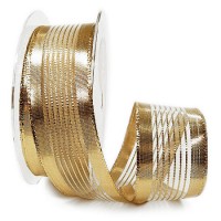 Goldband-SCARLET, 38mm breit / 25m-Rolle, mit Drahtkante Goldband-SCARLET, 38mm breit / 25m-Rolle, mit Drahtkante