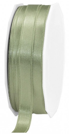 Satinband Trendfarbe, salbeigrün: 10 mm breit / 25m-Rolle, mit feiner Webkante