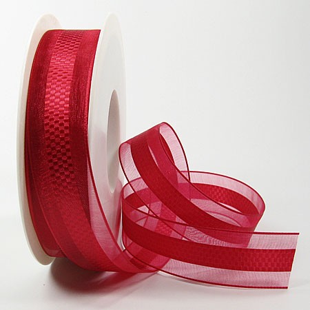 Chiffonband "Emotion", rot: 25mm breit / 25mn-Rolle, mit feiner Webkante