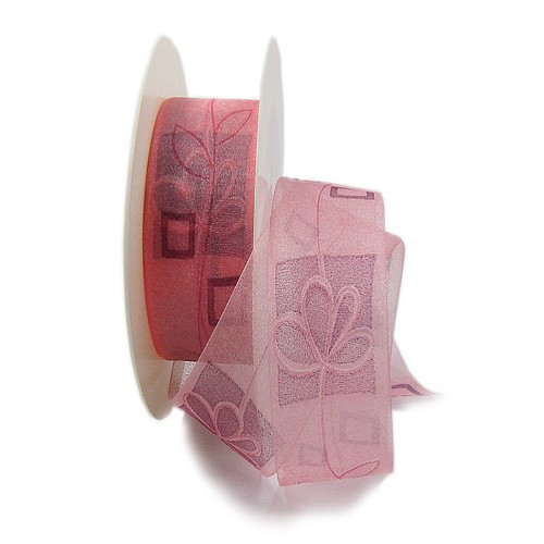 Dekorband-Stilblüte: 25mm breit / 25m-Rolle, rosa