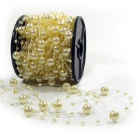 Dekoperlen, creme - 8mm breit / 10m-Rolle Dekoperlen, creme - 8mm breit / 10m-Rolle