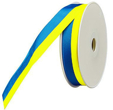 Nationalband-UKRAINE, 10mm breit / 25m-Rolle, mittelblau-hellgelb