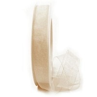 Organzaband: 15mm breit / 25m-Rolle, creme Organzaband: 15mm breit / 25m-Rolle, creme