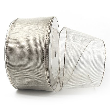 Silberband-TIMPEL, silber: 60mm breit / 25m-Rolle, mit Drahtkante