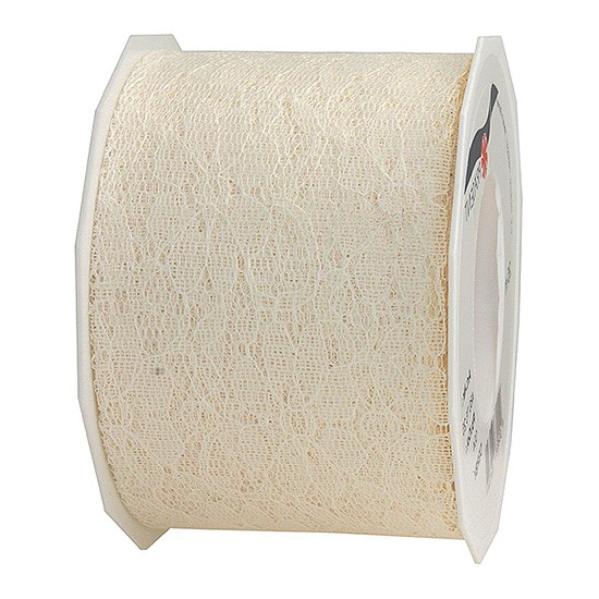 Spitzenband: 72mm breit / 25m-Rolle, creme