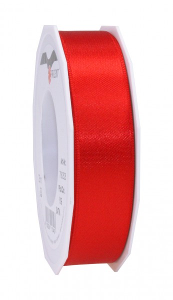 Satinband-PRÄSENT, rot: 25mm breit / 25m-Rolle, mit feiner Webkante.