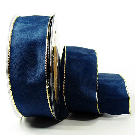 Dekoband Basic: 38mm breit / 25m, blau-gold