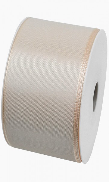 Taftband, creme: 60mm breit / 50m-Rolle, mit feiner Webkante.