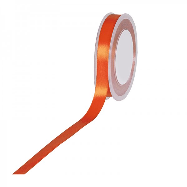 Satinband SIMPEL, orange: 15 mm breit / 25 Meter, mit einfacher schlichter Webkante.