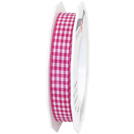 Vichy-Karoband, pink-weiss: 15mm breit / 20m-Rolle